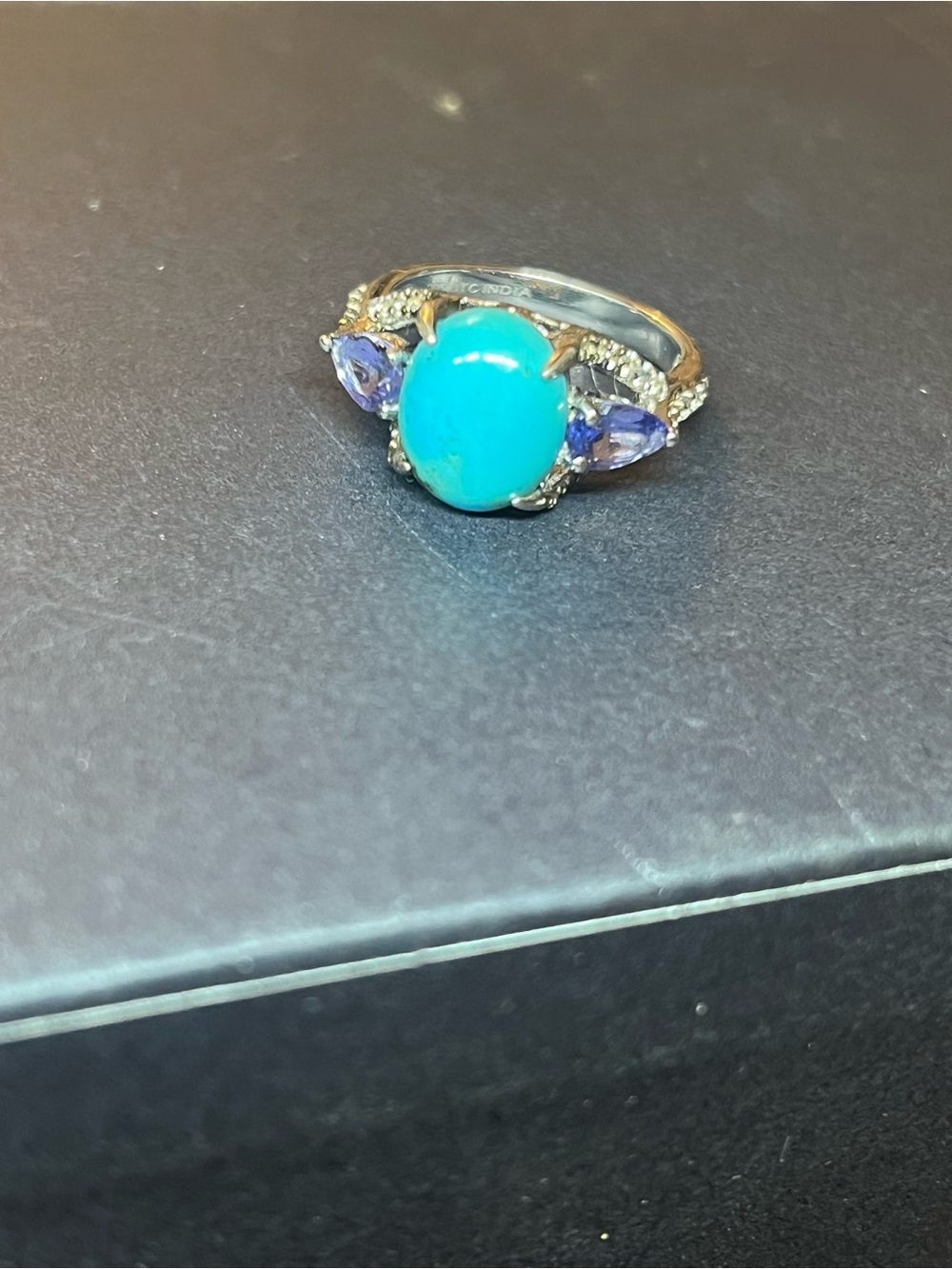 Faux Turquoise and Purple Gemstone Cocktail Ring - Women's Jewelry